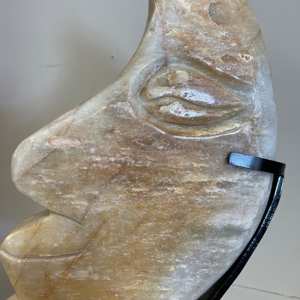 XL 100% NATURAL JASPER MOON W/ custom stand18” high, 9”wide 3” thick 3.9KG 8.7LB - Picture 9 of 9